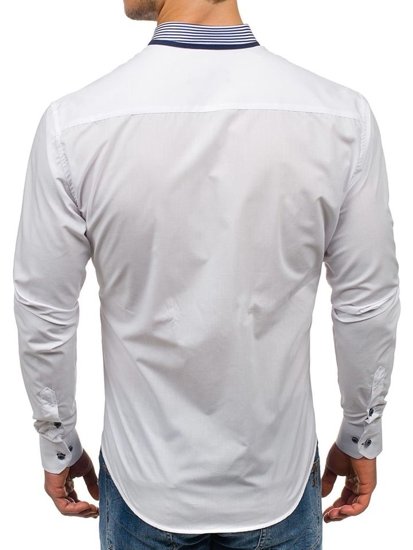 Camisa elegante de manga larga para hombre blanco Bolf 6941