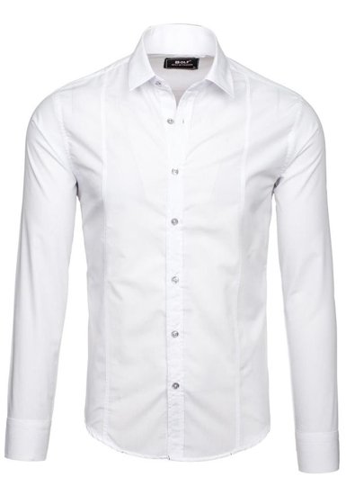 Camisa elegante de manga larga para hombre blanco Bolf 6944