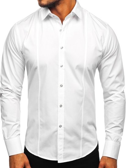 Camisa elegante de manga larga para hombre blanco Bolf 6944