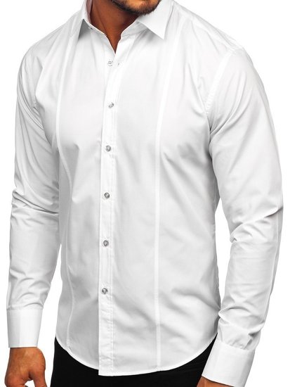 Camisa elegante de manga larga para hombre blanco Bolf 6944