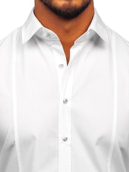 Camisa elegante de manga larga para hombre blanco Bolf 6944