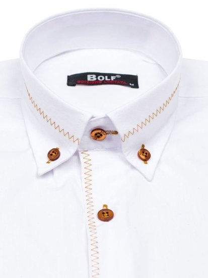 Camisa elegante de manga larga para hombre blanco Bolf 6964