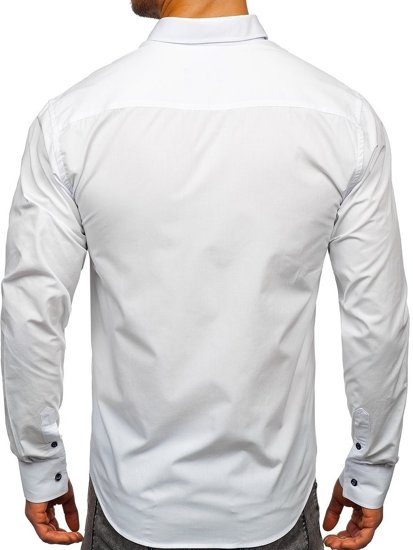 Camisa elegante de manga larga para hombre blanco Bolf 8838-1