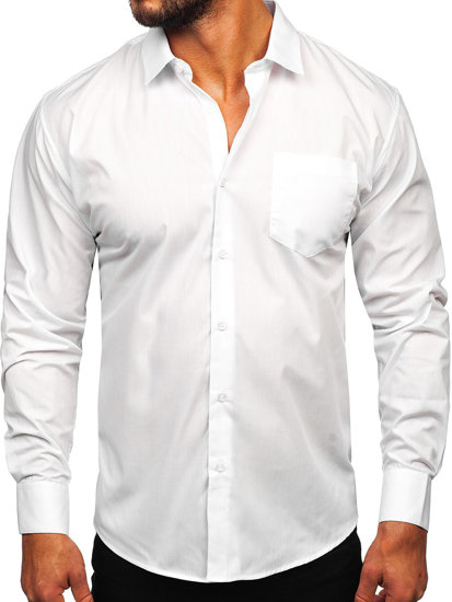 Camisa elegante de manga larga para hombre blanco Bolf M13