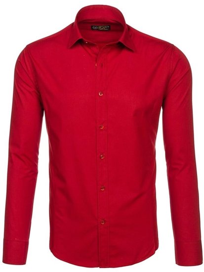 Camisa elegante de manga larga para hombre burdeos Bolf 1703