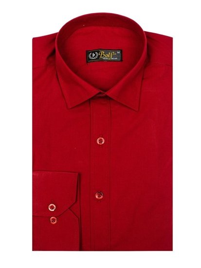 Camisa elegante de manga larga para hombre burdeos Bolf 1703