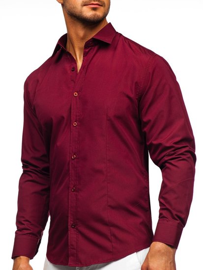 Camisa elegante de manga larga para hombre burdeos Bolf 1703