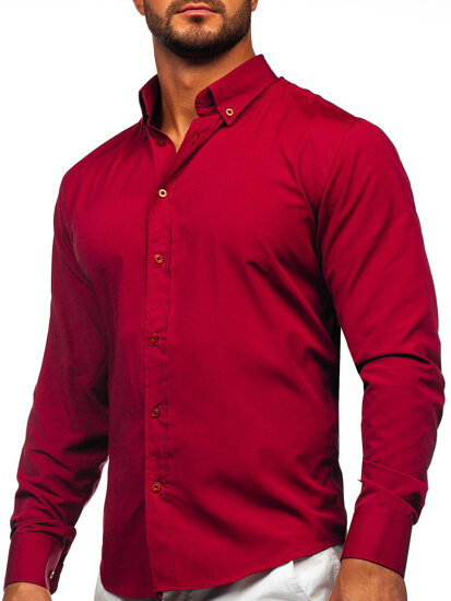 Camisa elegante de manga larga para hombre burdeos Bolf 5821-1