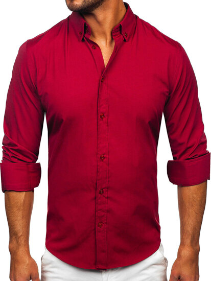 Camisa elegante de manga larga para hombre burdeos Bolf 5821-1