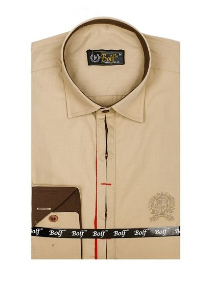 Camisa elegante de manga larga para hombre camel Bolf 1769