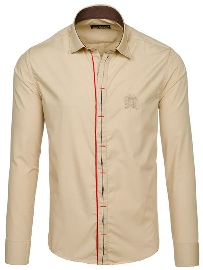 Camisa elegante de manga larga para hombre camel Bolf 1769