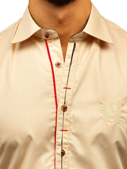 Camisa elegante de manga larga para hombre camel Bolf 1769