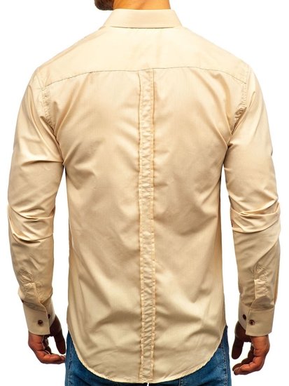 Camisa elegante de manga larga para hombre camel Bolf 1769