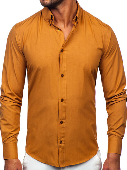 Camisa elegante de manga larga para hombre camel Bolf 5821-1