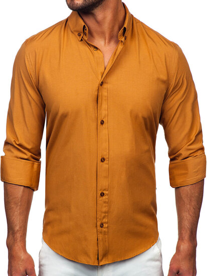 Camisa elegante de manga larga para hombre camel Bolf 5821-1