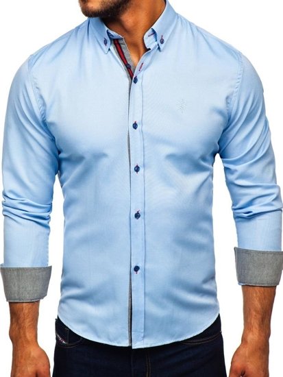 Camisa elegante de manga larga para hombre celeste Bolf 5801-A