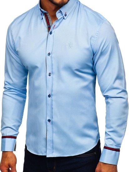 Camisa elegante de manga larga para hombre celeste Bolf 5801-A