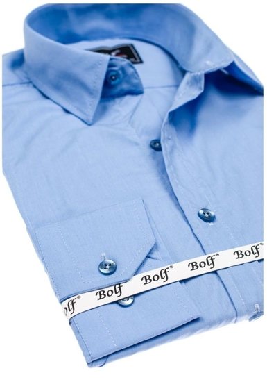 Camisa elegante de manga larga para hombre celeste Bolf 6944