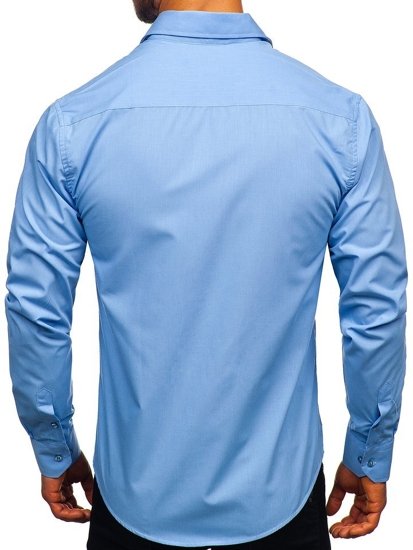 Camisa elegante de manga larga para hombre celeste Bolf 6944