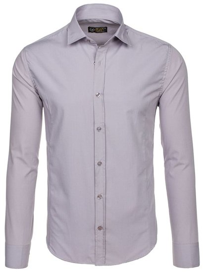 Camisa elegante de manga larga para hombre gris Bolf 1703