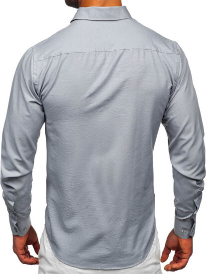 Camisa elegante de manga larga para hombre gris Bolf 5821-1