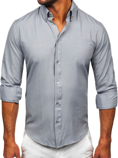 Camisa elegante de manga larga para hombre gris Bolf 5821-1