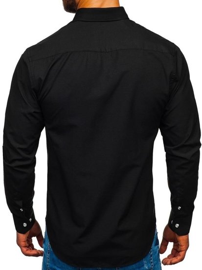 Camisa elegante de manga larga para hombre negra Bolf 6920