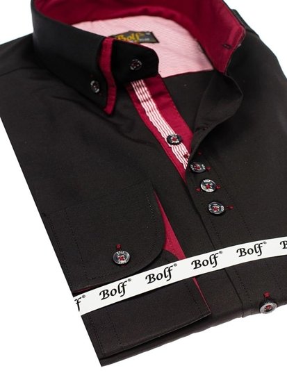 Camisa elegante de manga larga para hombre negro Bolf 4706