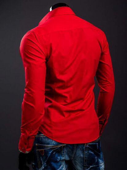 Camisa elegante de manga larga para hombre roja Bolf 1703A