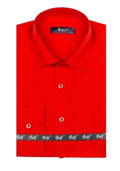 Camisa elegante de manga larga para hombre rojo Bolf 1703