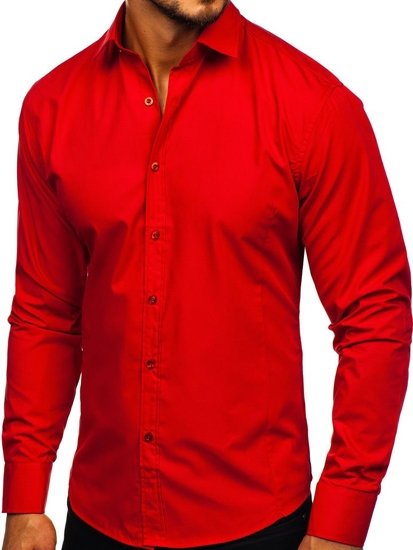 Camisa elegante de manga larga para hombre rojo Bolf 1703