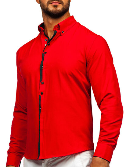 Camisa elegante de manga larga para hombre rojo Bolf 24701