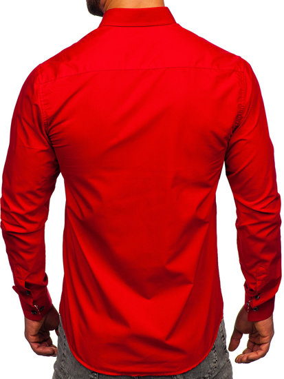 Camisa elegante de manga larga para hombre rojo Bolf 5796-1