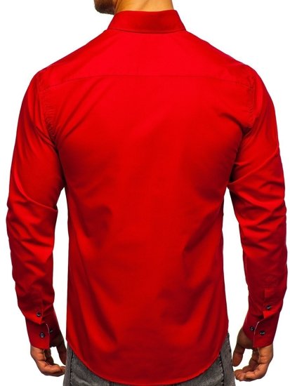 Camisa elegante de manga larga para hombre rojo Bolf 8838-1