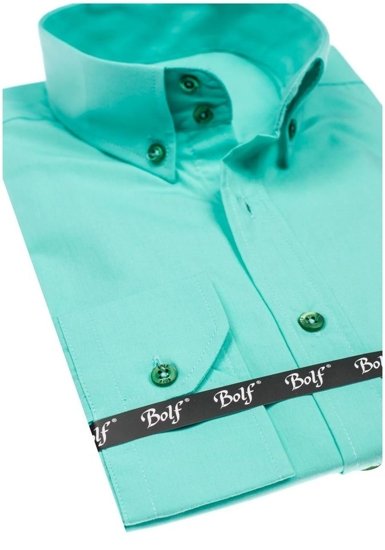 Camisa elegante de manga larga para hombre verde claro Bolf 5821-1