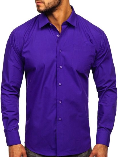 Camisa elegante de manga larga para hombre violeta Bolf 0003