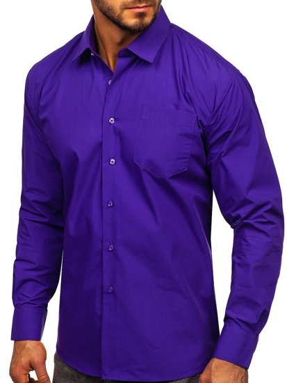 Camisa elegante de manga larga para hombre violeta Bolf 0003