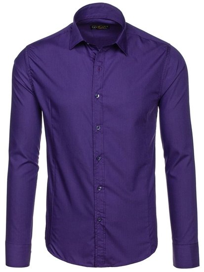 Camisa elegante de manga larga para hombre violeta Bolf 1703