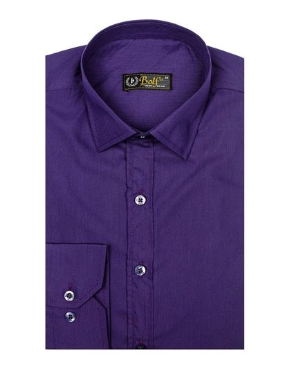 Camisa elegante de manga larga para hombre violeta Bolf 1703