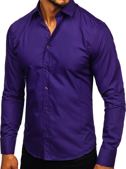 Camisa elegante de manga larga para hombre violeta Bolf 1703