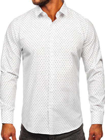 Camisa estampada de manga larga para hombre blanco Bolf T597