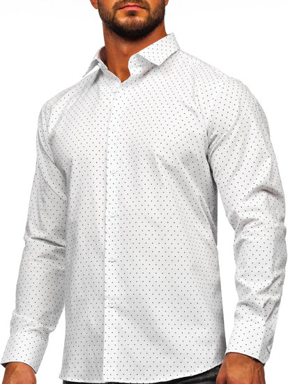 Camisa estampada de manga larga para hombre blanco Bolf T597