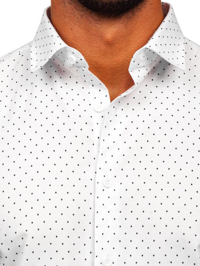 Camisa estampada de manga larga para hombre blanco Bolf T597