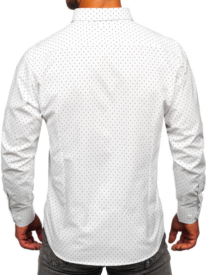 Camisa estampada de manga larga para hombre blanco Bolf T597