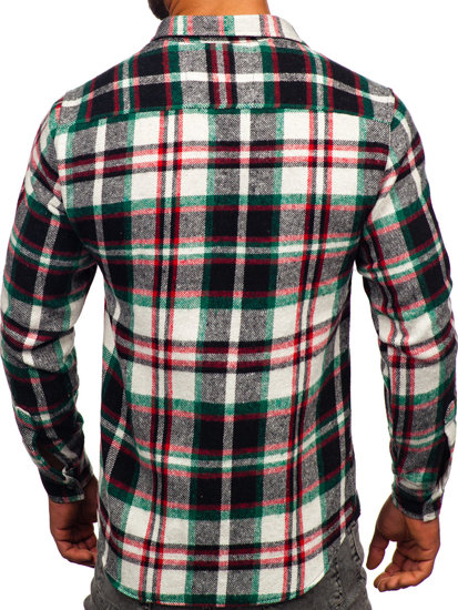 Camisa franela a cuadros de manga larga para hombre rojo y verde Bolf 22704