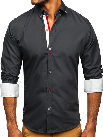 Camisa manga larga para hombre color grafito Bolf 20710