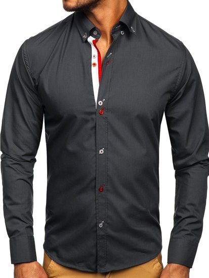 Camisa manga larga para hombre color grafito Bolf 20710