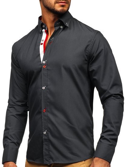 Camisa manga larga para hombre color grafito Bolf 20710