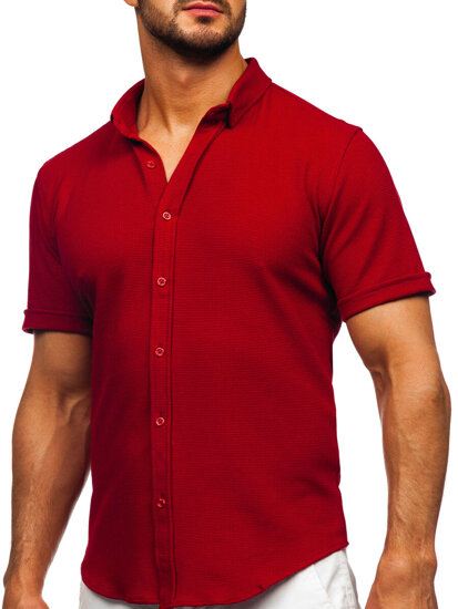 Camisa muselina de manga corta para hombre burdeos Bolf 2013