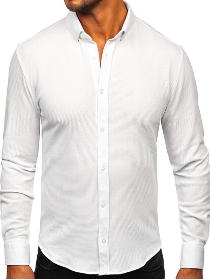 Camisa muselina de manga larga para hombre blanco Bolf 506